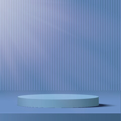 3d blue color podium and minimal blue color wall scene. 3d podium minimal abstract background. Vector