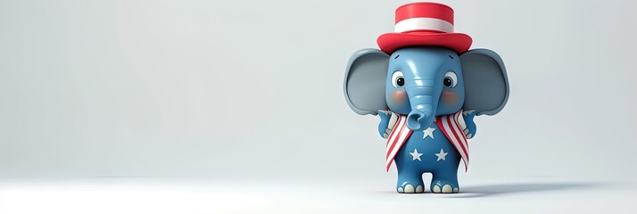 Conservative Republican elephant for right wing politics. Political banner for American patriotism - obrazy, fototapety, plakaty