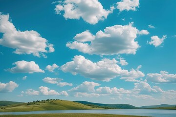 Blue sky background with clouds and wind