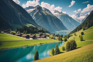 Beautiful view of landscape near Zell Am See in the Kaprun region, Salzburg, Austria