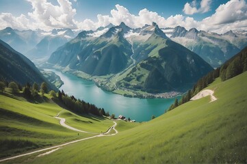Fototapeta premium Beautiful view of landscape near Zell Am See in the Kaprun region, Salzburg, Austria