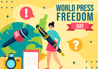Press Freedom Day Social Media Background Flat Cartoon Hand Drawn Templates Illustration