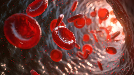 red blood cells in blood vessel
