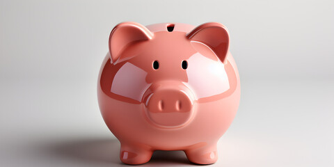 Pink piggy bank isolated on white background