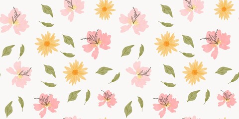 botanical flower watercolor background. flower seamless pattern