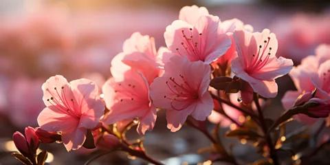 Tuinposter Closeup of pink azalea flowers in daylight © arte ador
