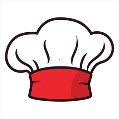 chefs hat flat icon outline in the style of simple vector