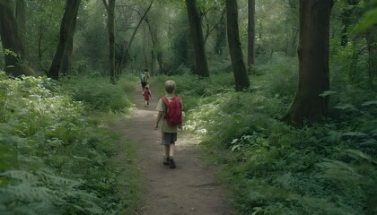 person walking in the woods