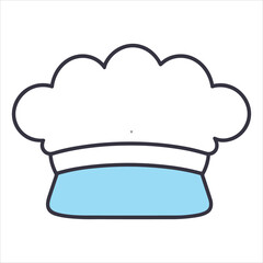 chefs hat flat icon outline in the style of simple vector
