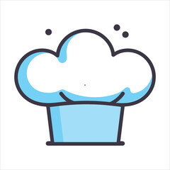 chefs hat flat icon outline in the style of simple vector