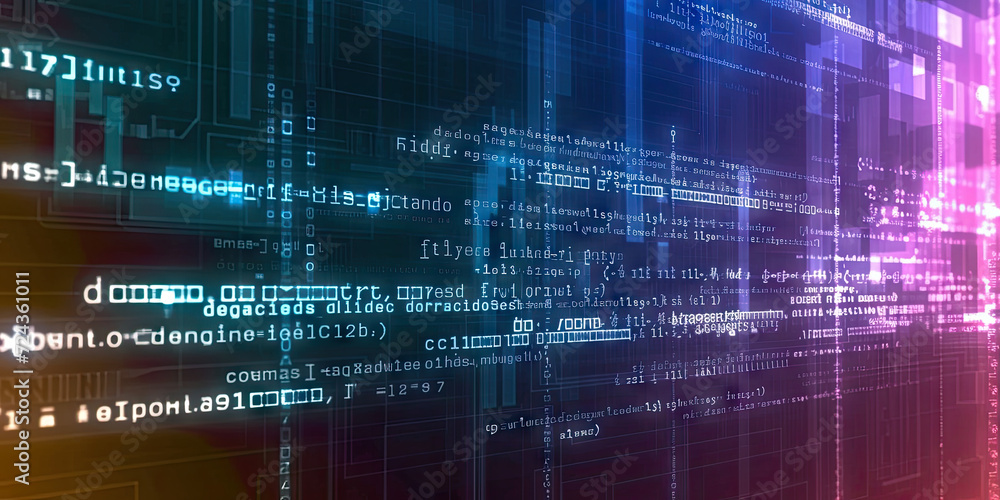 Poster computer software programming. for artificial intelligence (ai), technology product concept, big dat