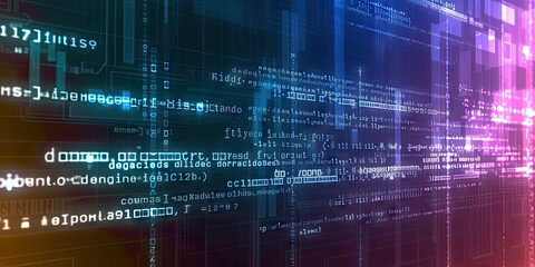 Obraz premium Computer software programming. For Artificial Intelligence (AI), technology product concept, Big data processing, machine learning, crypto currency, tech background, futuristic code antivirus