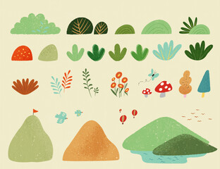 Hand drawn natural element set