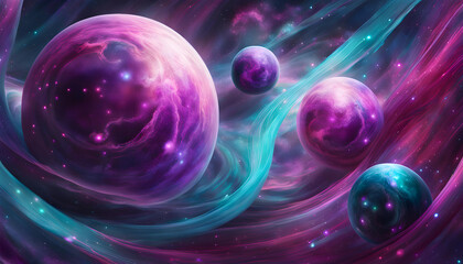 space background with planets and clouds of gas