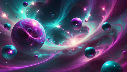 space background with galaxies and planets