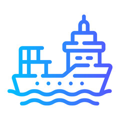 ship Line Gradient Icon