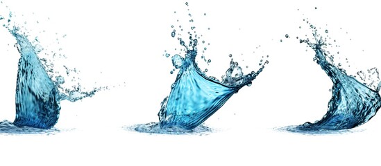 Set with clear water splashes on white background.