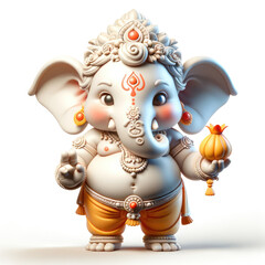 3D Blender-style image of a cute, mini-sized Ganesha - obrazy, fototapety, plakaty
