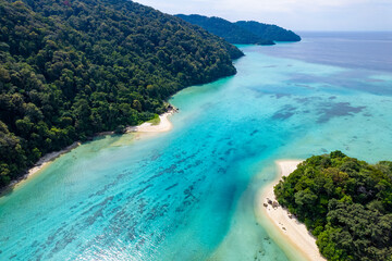 Aerial view of Island in the Andaman Sea. natural blue sea Tropical seas of Thailand The beautiful...