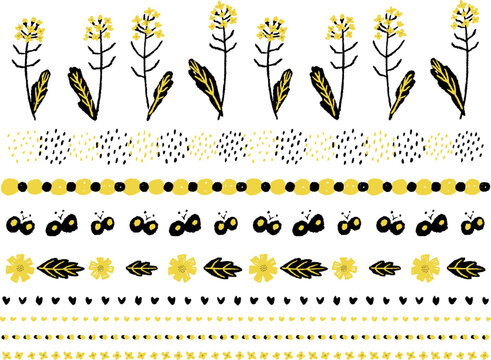 ナチュラルな菜の花のライン素材