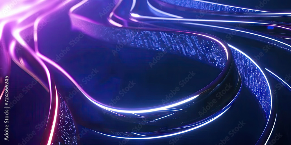 Aufkleber 3d rendering of abstract wire cable tunnel with digital binary data transmitting.glowing data cables
