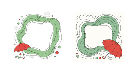 Eco-style designer frame with umbrella, for healthy lifestyle enthusiasts, made in a vector style with empty space for your text