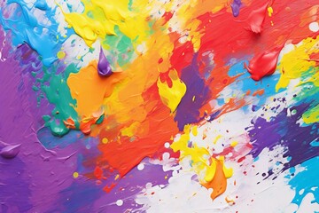 Abstract background of colorful oil paint splashes on a white background