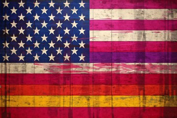 Grunge USA flag on old wooden background,  Vector illustration