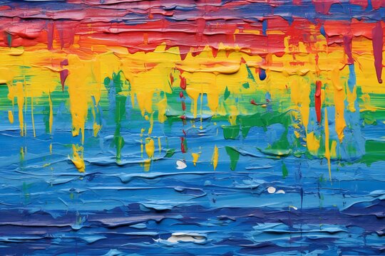 Abstract background painted with blue, red, yellow and green colors