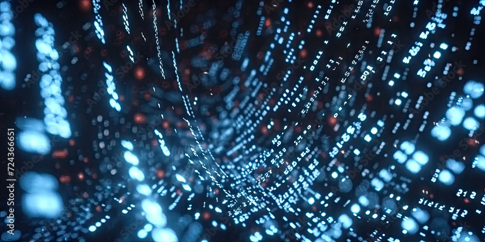 Aufkleber blur binary data background. concept for big data, deep machine learning, artificial intelligence. b