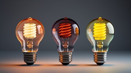 Vintage filament lamp bulb on wooden table against black background.