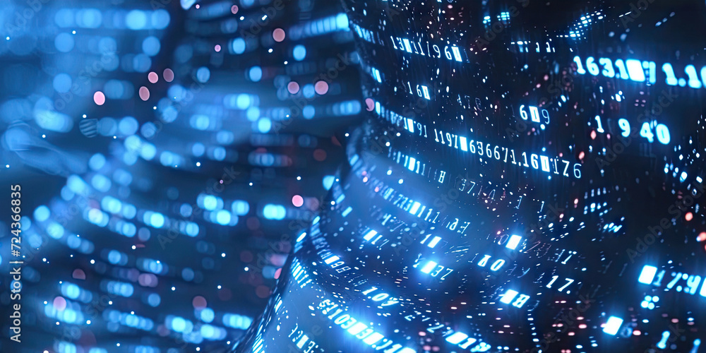 Aufkleber blur binary data background. concept for big data, deep machine learning, artificial intelligence. b