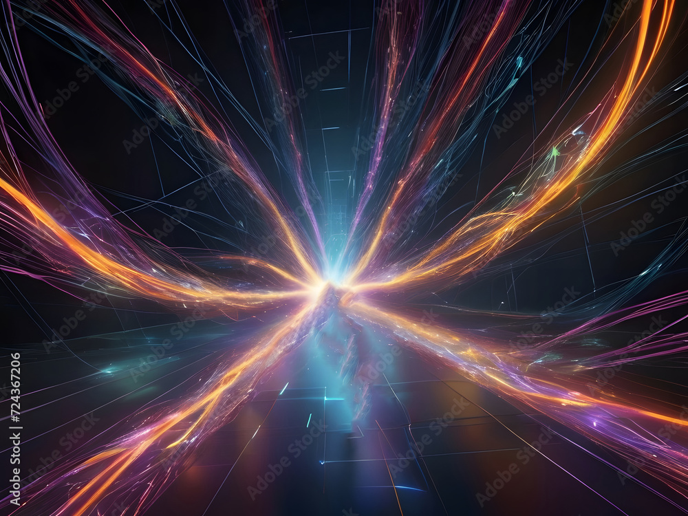 Aufkleber as bits and bytes traverse through the cables, a mesmerizing dance of light unfolds, creating an int