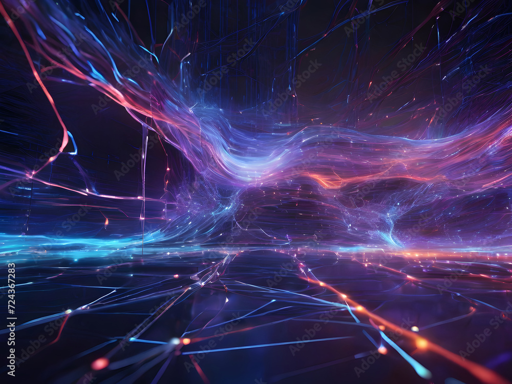 Aufkleber as bits and bytes traverse through the cables, a mesmerizing dance of light unfolds, creating an int