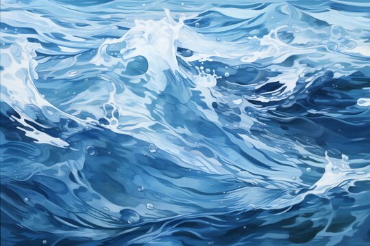 Blue water background with ripples and splashes