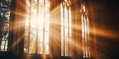 light in the window,  light going through a church window,  - obrazy, fototapety, plakaty