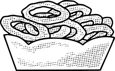 Black and White Onion Ring Food Illustration