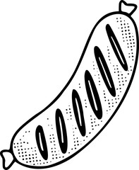 Black and White Sausage Food Illustration