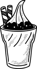 Black and White Sundae Food Illustration