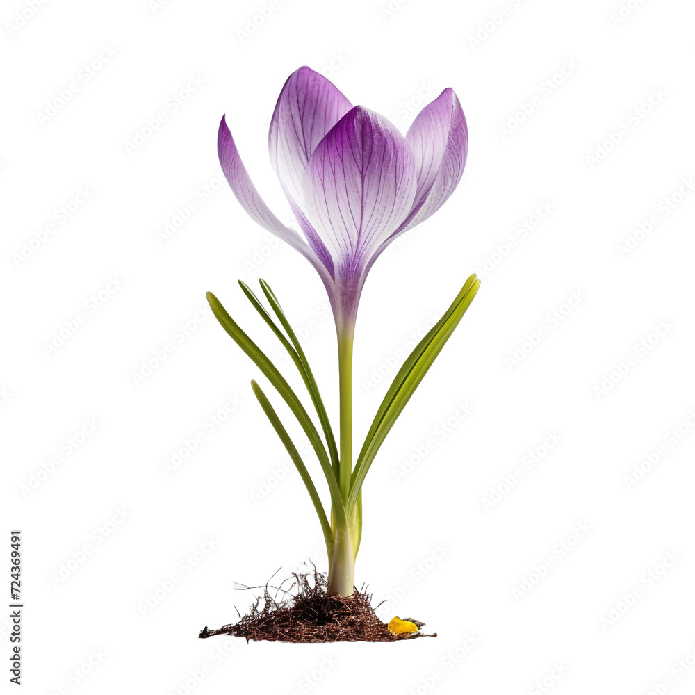 Sticker Crocus flower isolated on transparent background