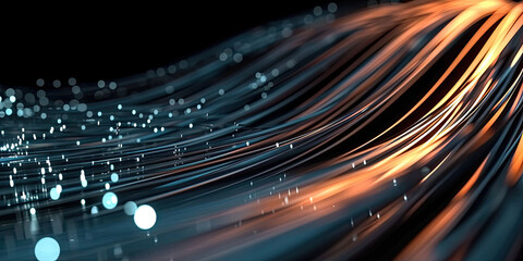 fiber optic  fast moving lines. High speed motion blur. Concept of leading in business, Hi tech products, business plan, goals and achievement, advanced technology evolution. 3d rende