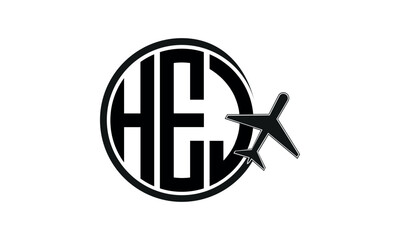 HEJ three initial letter circle tour & travel agency logo design vector template. hajj Umrah agency, abstract, wordmark, business, monogram, minimalist, brand, company, flat, tourism agency, tourist - obrazy, fototapety, plakaty