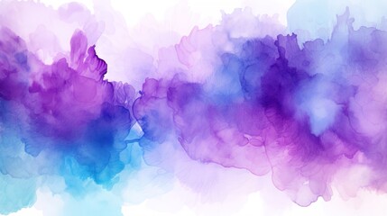 Purple blue background watercolor. Purple blue splash watercolor. Water color backdrop. Purple blue background watercolor. Colorful Abstract Purple blue splash watercolor on white, generative ai