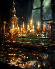 Burning candles in the Orthodox church, close-up, selective focus.