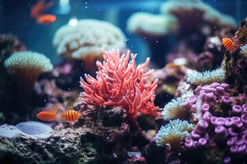 Naklejka na ściany i meble Hidden Treasures: Coral with hidden marine life.