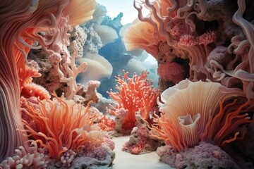 Obraz premium Coral Kingdom: Lush coral formations resembling a majestic underwater kingdom.