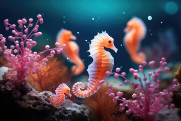 Seahorse Haven: Coral with seahorses.