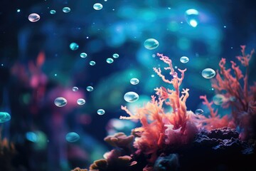 Obraz na płótnie Canvas Aurora Borealis Underwater: Coral with aurora-like.