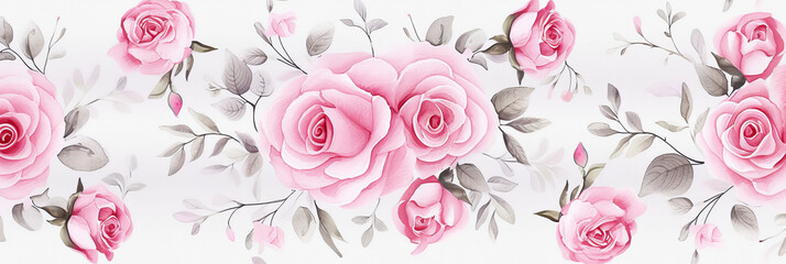 pink roses painted in watercolor, generative AI