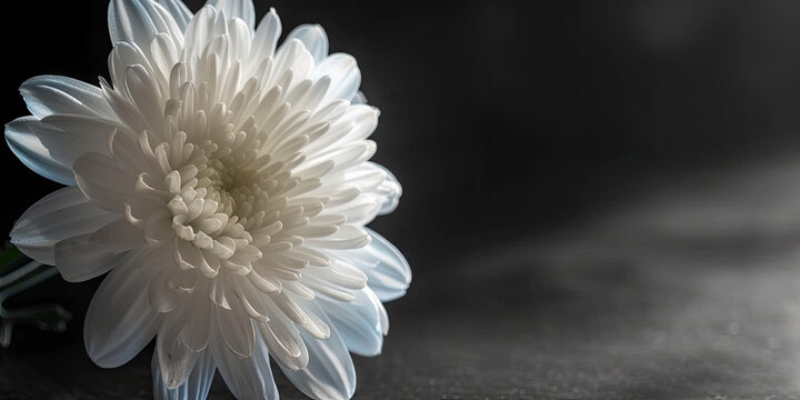white chrysanthemum flower on black background, white flower - Powered by Adobe